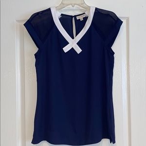 Maison Jules Blouse Navy Blue/White S
